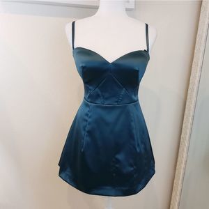 Bebe teal skater mini dress
